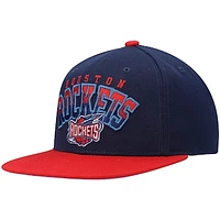 Men's Mitchell & Ness Navy/Red Houston Rockets Hardwood Classics Gradient Wordmark Snapback Hat