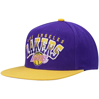 Men's Mitchell & Ness Purple/Gold Los Angeles Lakers Hardwood Classics Gradient Wordmark Snapback Hat