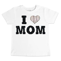 Youth Tiny Turnip White Miami Marlins Heart Mom T-Shirt
