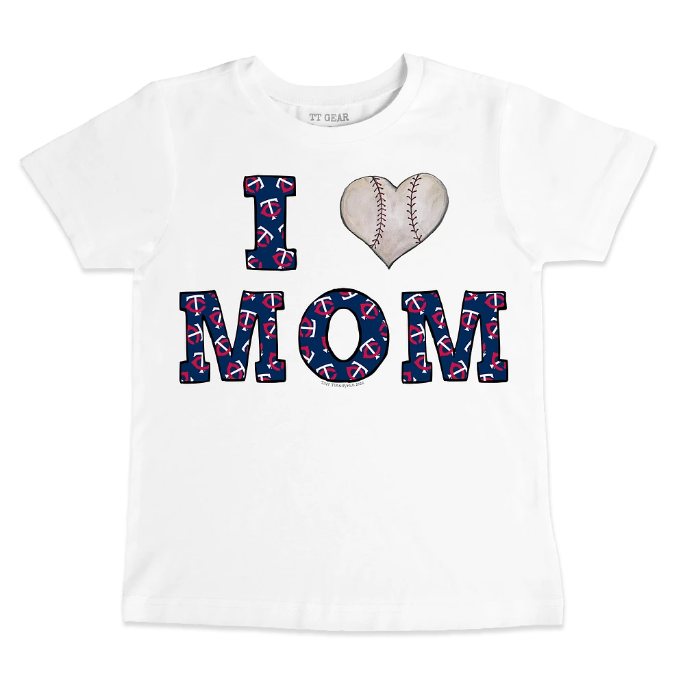 Youth Tiny Turnip White Minnesota Twins Heart Mom T-Shirt