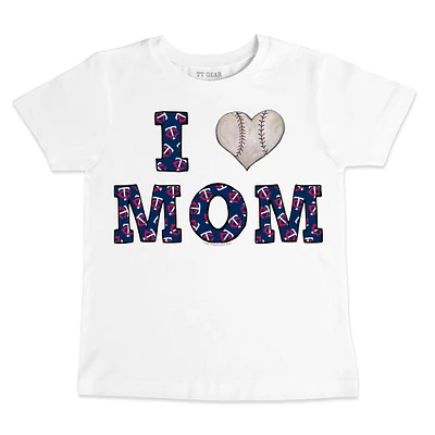 Youth Tiny Turnip White Minnesota Twins Heart Mom T-Shirt