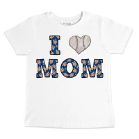 Youth Tiny Turnip White New York Mets Heart Mom T-Shirt