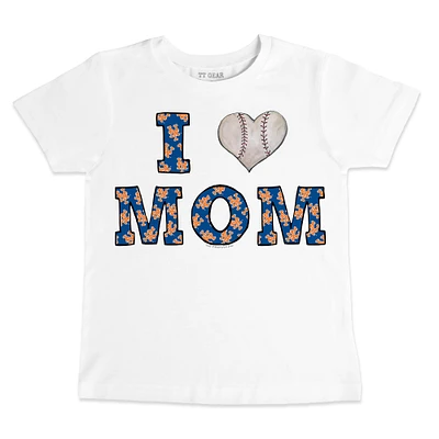 Youth Tiny Turnip White New York Mets Heart Mom T-Shirt
