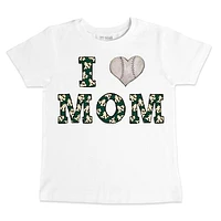 Youth Tiny Turnip White Athletics Heart Mom T-Shirt
