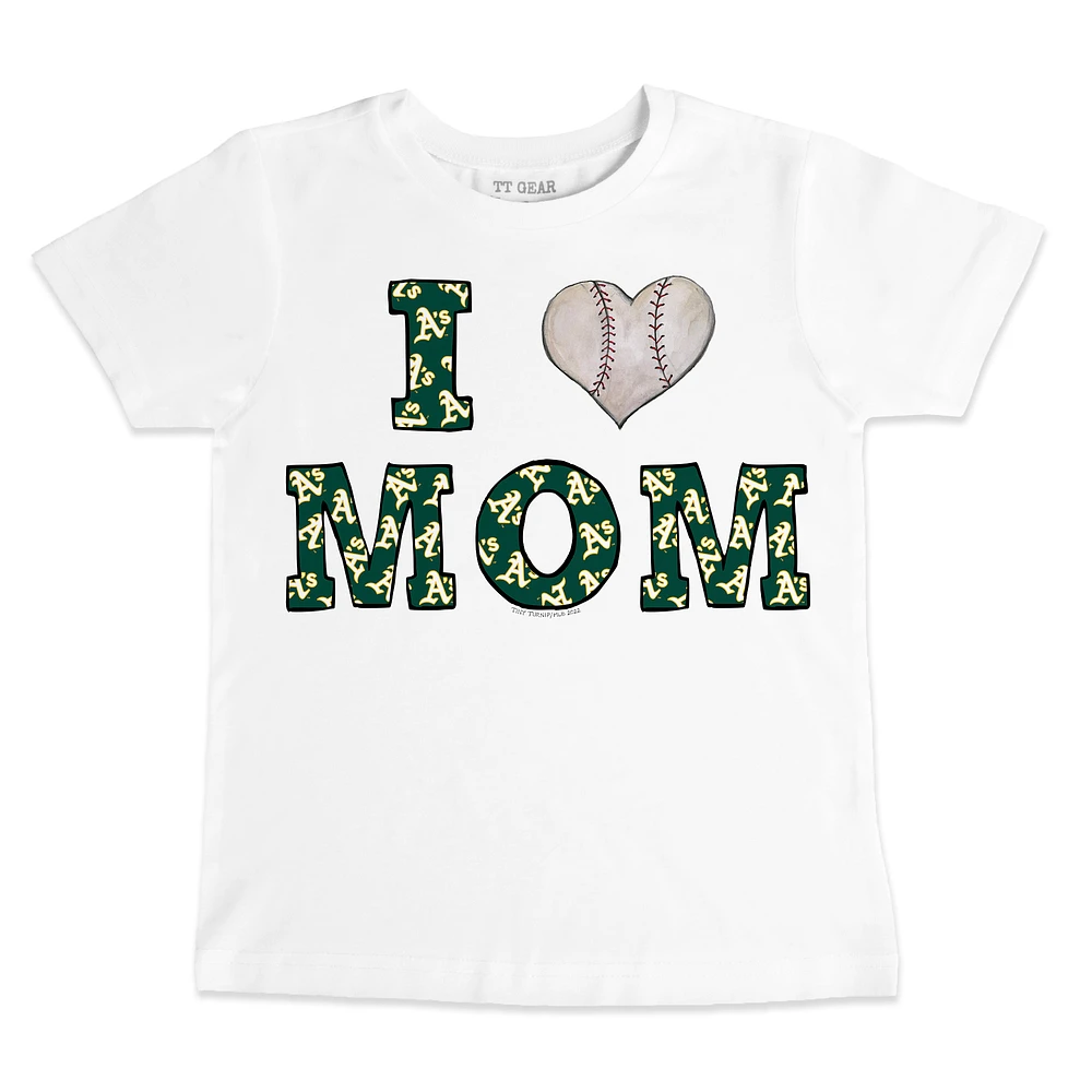 Youth Tiny Turnip White Athletics Heart Mom T-Shirt