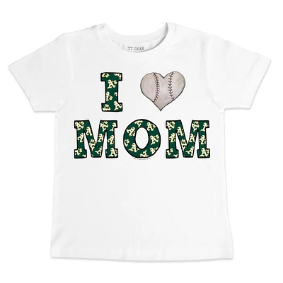 Youth Tiny Turnip White Athletics Heart Mom T-Shirt