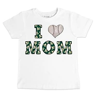 Youth Tiny Turnip White Athletics Heart Mom T-Shirt