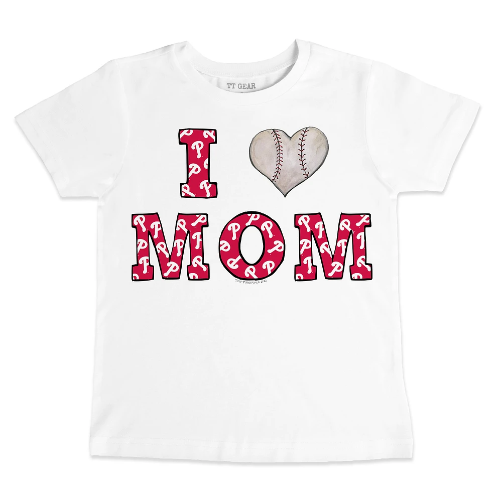 Youth Tiny Turnip White Philadelphia Phillies Heart Mom T-Shirt
