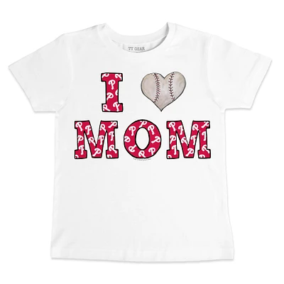 Youth Tiny Turnip White Philadelphia Phillies Heart Mom T-Shirt