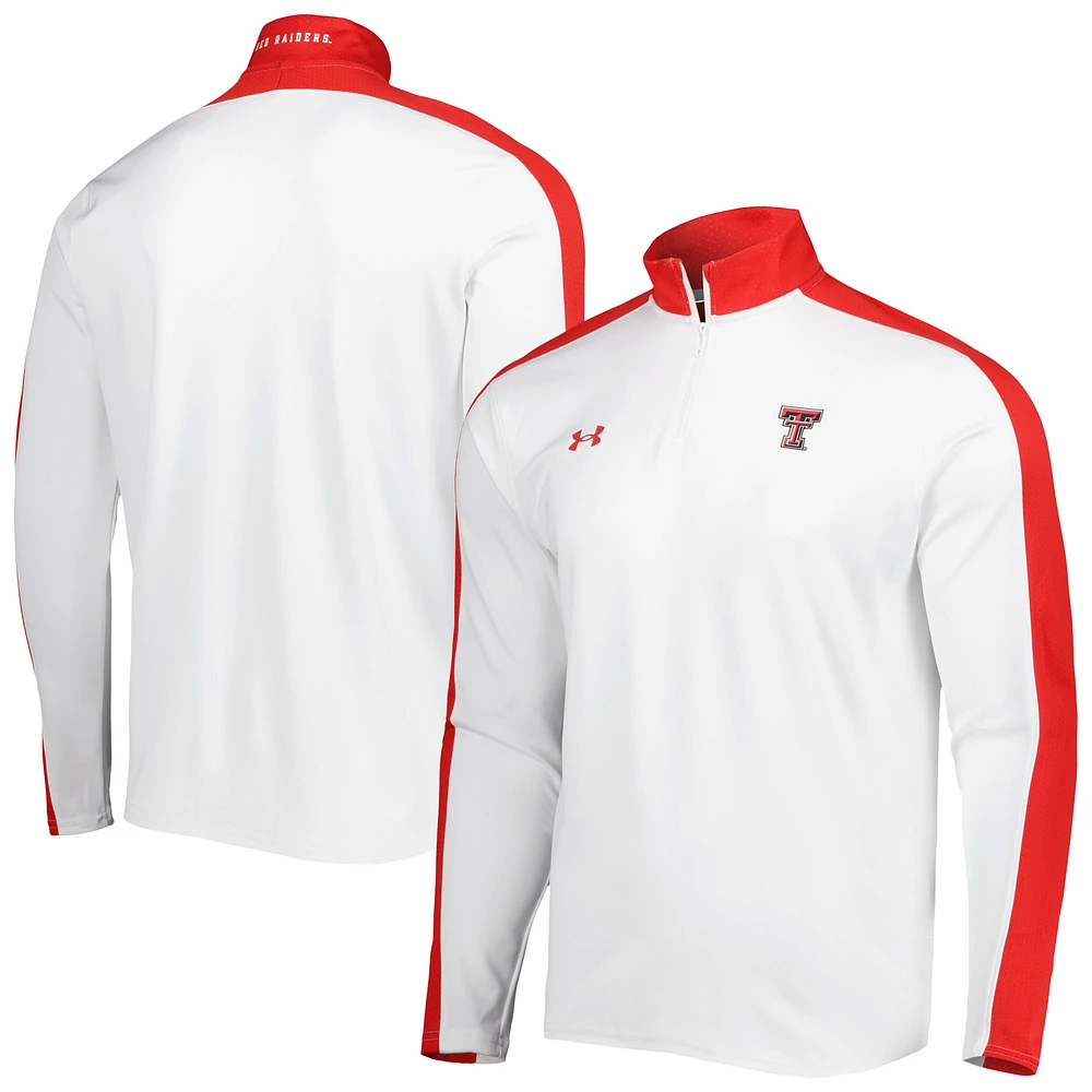 Men's Under Armour White Texas Tech Red Raiders Lightweight Mock Neck Performance Quarter-Zip Jacket