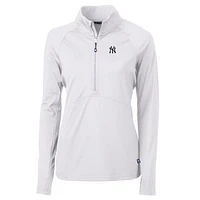 Women's Cutter & Buck White New York Yankees Adapt Eco Knit Stretch Half-Zip Pullover Top