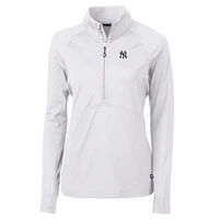 Women's Cutter & Buck White New York Yankees Adapt Eco Knit Stretch Half-Zip Pullover Top