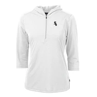 Women's Cutter & Buck White Chicago Sox Virtue Eco Pique 3/4 Sleeve Half-Zip Pullover Hoodie