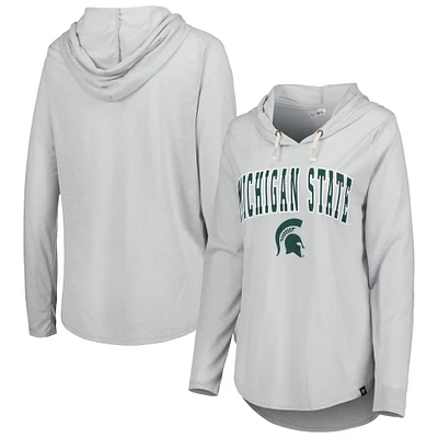 Women's Colosseum Heathered Gray Michigan State Spartans Core Cora Campus Hoodie Long Sleeve T-Shirt