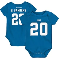 Newborn & Infant Mitchell Ness Barry Sanders Blue Detroit Lions Retro Name Number Bodysuit