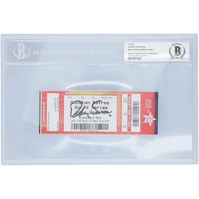 Dansby Swanson Atlanta Braves Autographed 2021 World Series Game 3 BAS Authenticated 10 Ticket