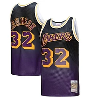 Men's Mitchell & Ness Magic Johnson Purple/Black Los Angeles Lakers 1984/85 Hardwood Classics Fadeaway Swingman Player Jersey