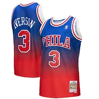 Men's Mitchell & Ness Allen Iverson Red/Royal Philadelphia 76ers 1996/97 Hardwood Classics Fadeaway Swingman Player Jersey