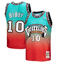 Men's Mitchell & Ness Mike Bibby Red/Teal Vancouver Grizzlies 1998/99 Hardwood Classics Fadeaway Swingman Player Jersey