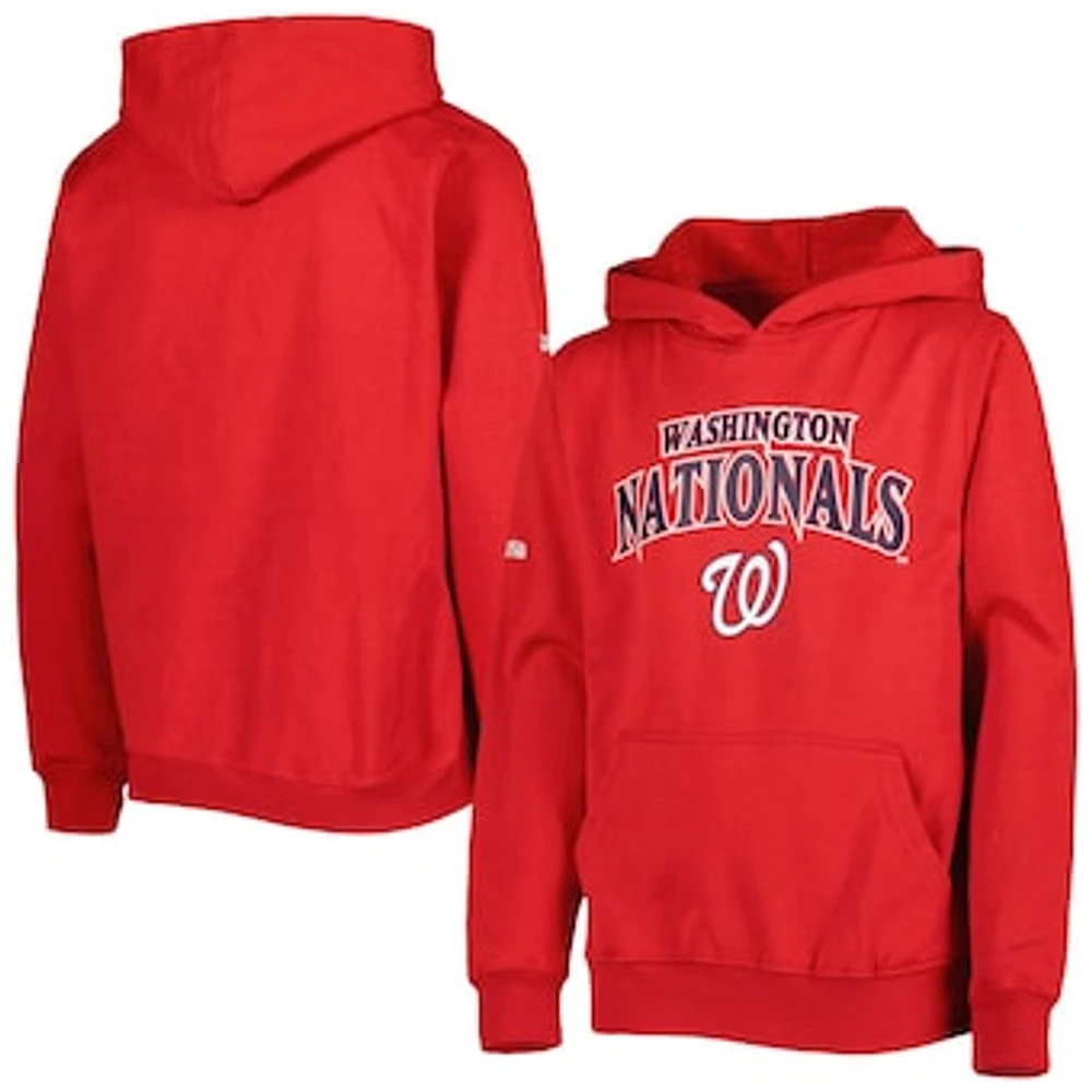 Youth Stitches Red Washington Nationals Center Chest Pullover Hoodie