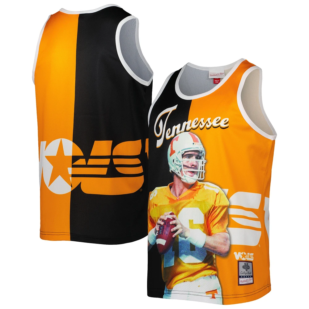 Men's Mitchell & Ness Peyton Manning Black/Tennessee Orange Tennessee Volunteers Sublimated Player Tank Top