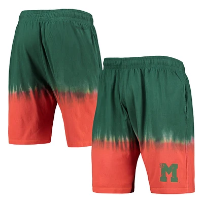 Men's Mitchell & Ness Orange/Green Miami Hurricanes Tie-Dye Shorts