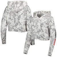 Women's Lusso Gray/White Chicago Bulls Maia Tri-Blend Cropped Quarter-Zip Top