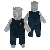 Newborn & Infant Navy/Gray Chicago Bears Game Nap Teddy Fleece Bunting - Full-Zip Sleeper