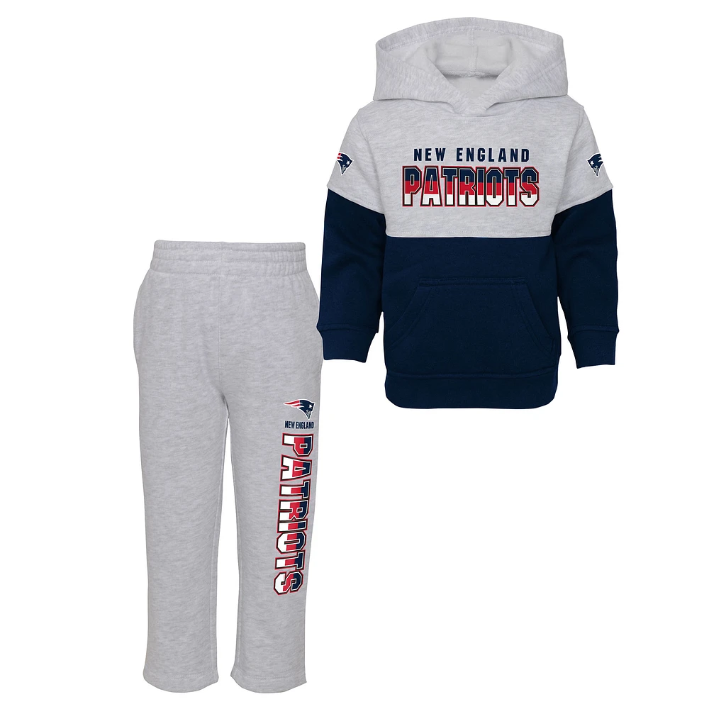 Toddler Navy/Heathered Gray New England Patriots Playmaker - Pullover Hoodie & Pants Set