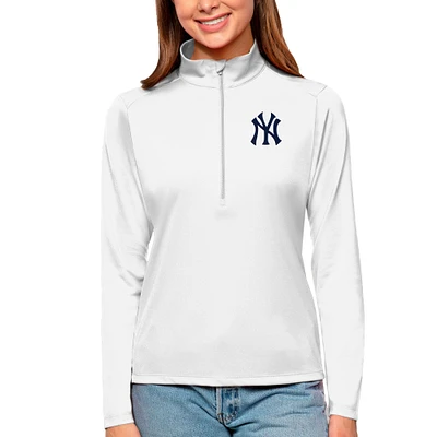 Women's Antigua New York Yankees Tribute Quarter-Zip Pullover Top