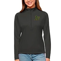 Women's Antigua Charcoal Athletics Tribute Quarter-Zip Pullover Top