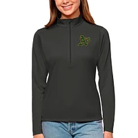 Women's Antigua Charcoal Athletics Tribute Quarter-Zip Pullover Top