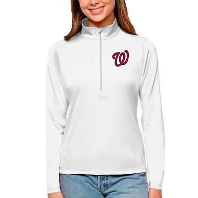 Women's Antigua Washington Nationals Tribute Quarter-Zip Pullover Top