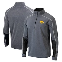 Men's Columbia Heathered Gray/Black Iowa Hawkeyes Omni-Wick Shotgun 2.0 Quarter-Zip Pullover Top