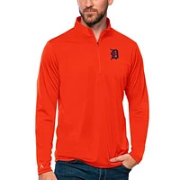 Men's Antigua Orange Detroit Tigers Tribute Quarter-Zip Pullover Top