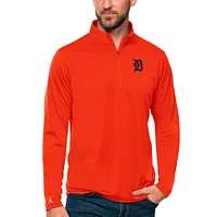 Men's Antigua Orange Detroit Tigers Tribute Quarter-Zip Pullover Top