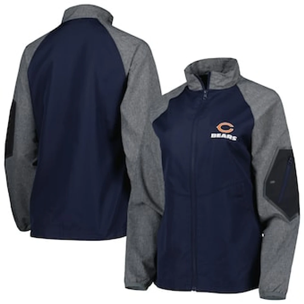 Women's Dunbrooke Navy/Gray Chicago Bears Hurricane Raglan Full-Zip Windbreaker