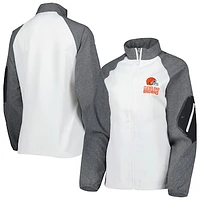 Women's Dunbrooke White/Gray Cleveland Browns Hurricane Raglan Full-Zip Windbreaker