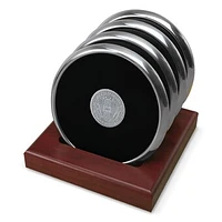Silver Hobart & William Smith Colleges Shield Logo -Piece Coaster Set