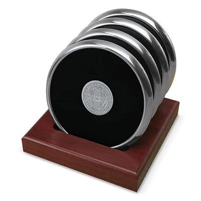 Silver Hobart & William Smith Colleges Shield Logo -Piece Coaster Set