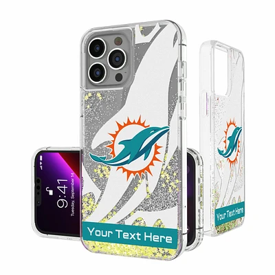 Miami Dolphins Personalized Tilt Design iPhone Glitter Phone Case