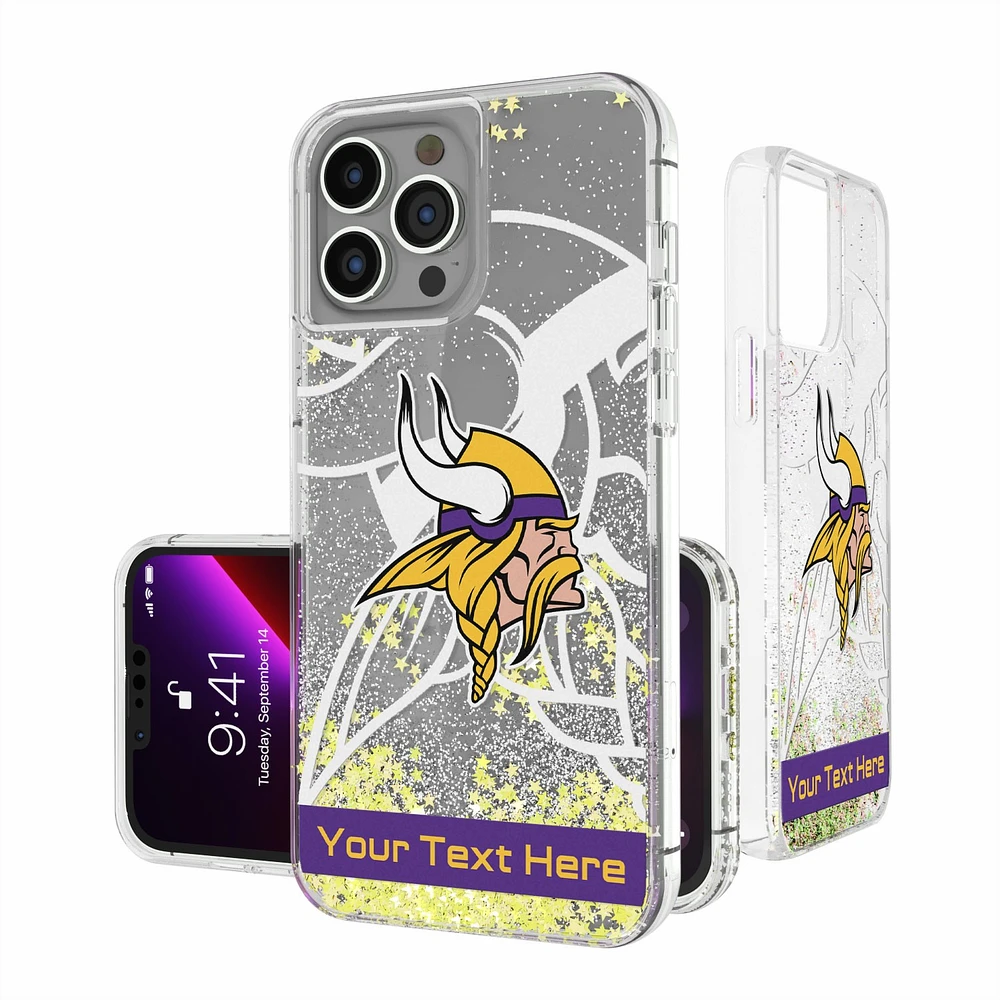 Minnesota Vikings Personalized Tilt Design iPhone Glitter Phone Case