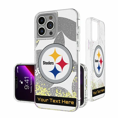 Pittsburgh Steelers Personalized Tilt Design iPhone Glitter Phone Case