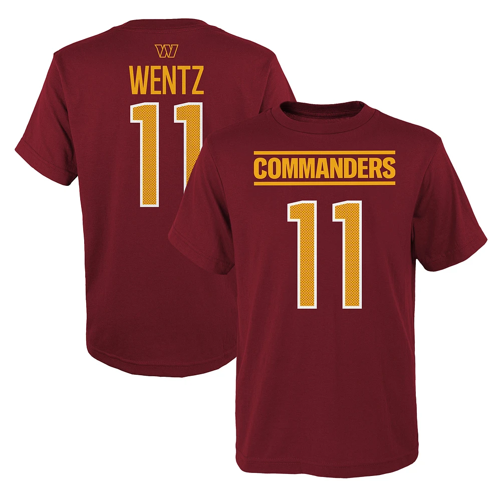 Youth Carson Wentz Burgundy Washington Commanders Mainliner Player Name & Number T-Shirt