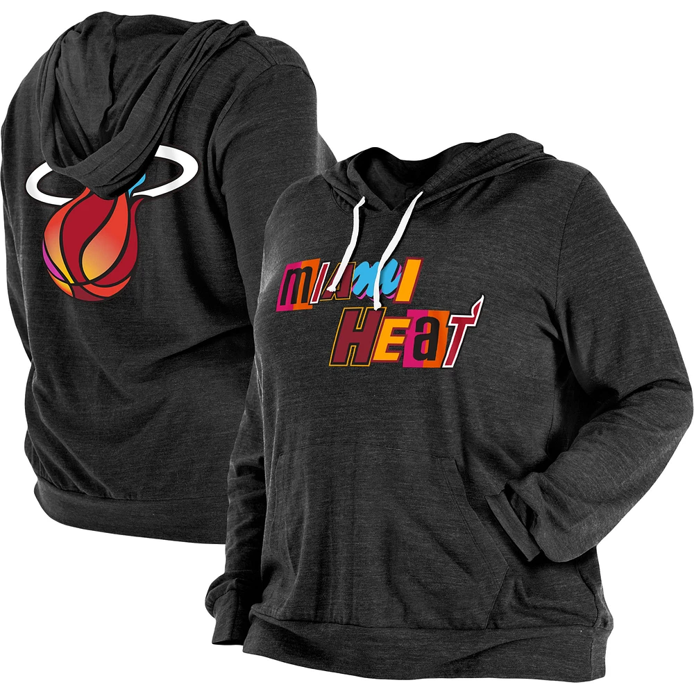 Women's New Era Black Miami Heat Plus 2022/23 City Edition Bi-Blend Long Sleeve Hoodie T-Shirt