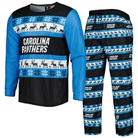 Men's FOCO Blue Carolina Panthers Team Ugly Pajama Set