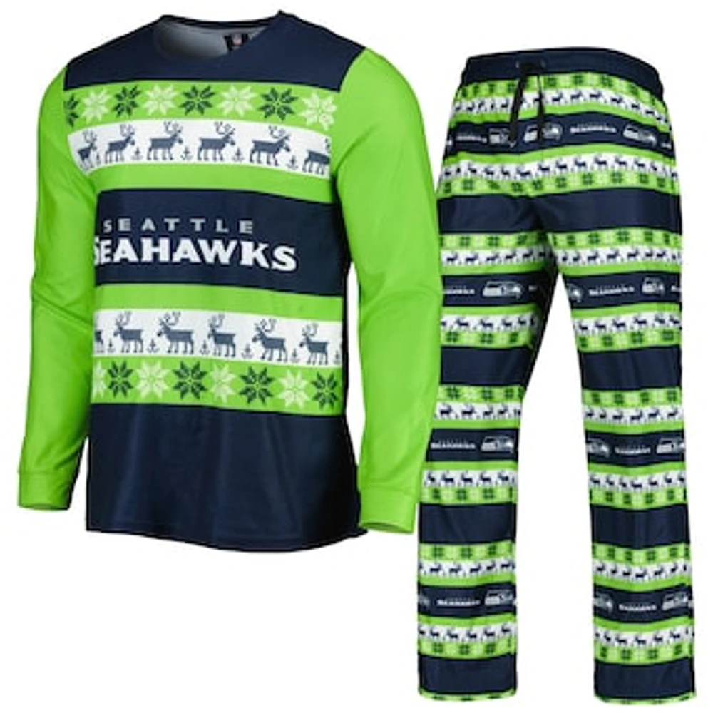 Men's FOCO College Navy Seattle Seahawks Team Ugly Pajama Set