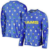 Men's FOCO Royal Los Angeles Rams Holiday Repeat Long Sleeve T-Shirt