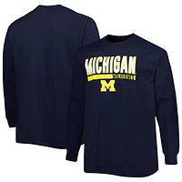 Men's Navy Michigan Wolverines Big & Tall Two-Hit Long Sleeve T-Shirt