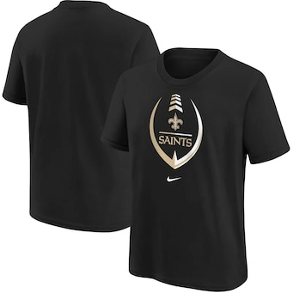 Youth Nike Black New Orleans Saints Icon Football - T-Shirt